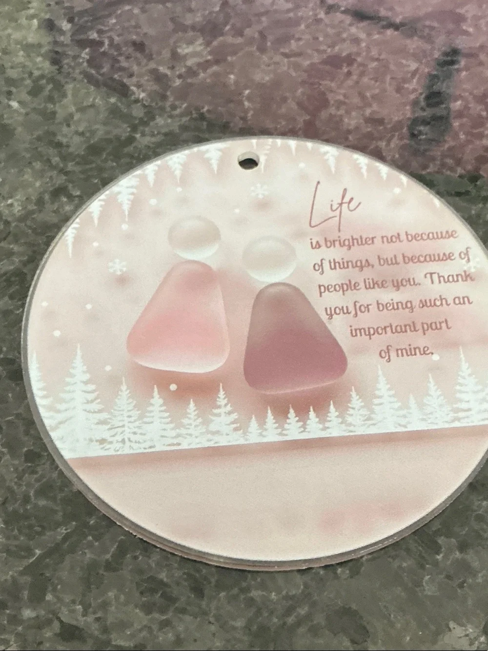 Holiday Sentiment Pink Ornament - Unbranded
